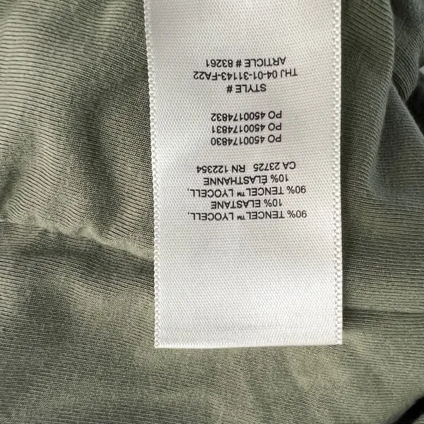 Wilfred Aritzia Ruched Front Solid Crop Top Green Minimalist Long Sleeve Size S - Image 6