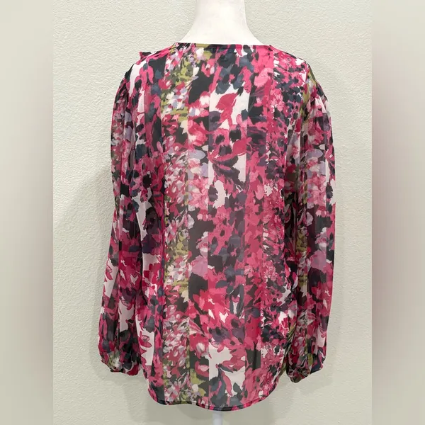 Chico's Vibrant Floral Blouse - Pink and Green - Image 2