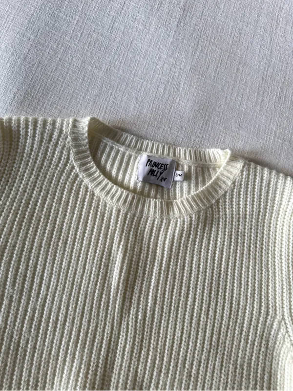 Princess Polly Cream Cropped Sweater - S/M - Image 4