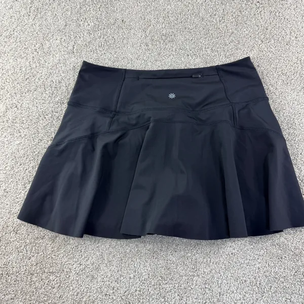 Athleta Ace Tennis Skort‎ Women M Black 13.5" Active Golf Skirt Shorts Pocket - Image 9