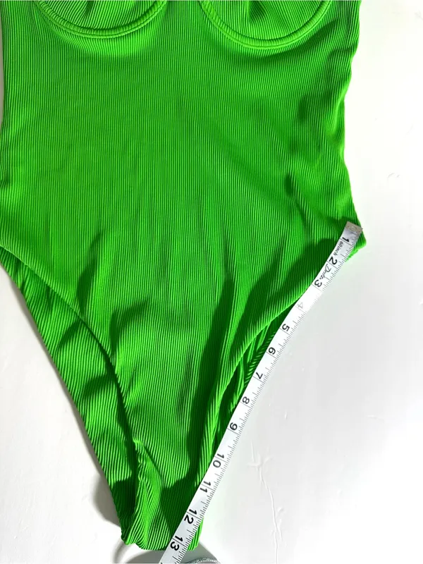 Kulani Kinis Neon Green Ribbed One piece Swimsuit Size XL NWT - Image 8