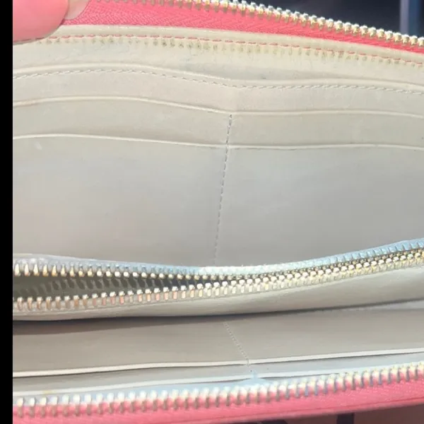 Designer Miu Miu Coral Pink Leather Wallet - Image 13