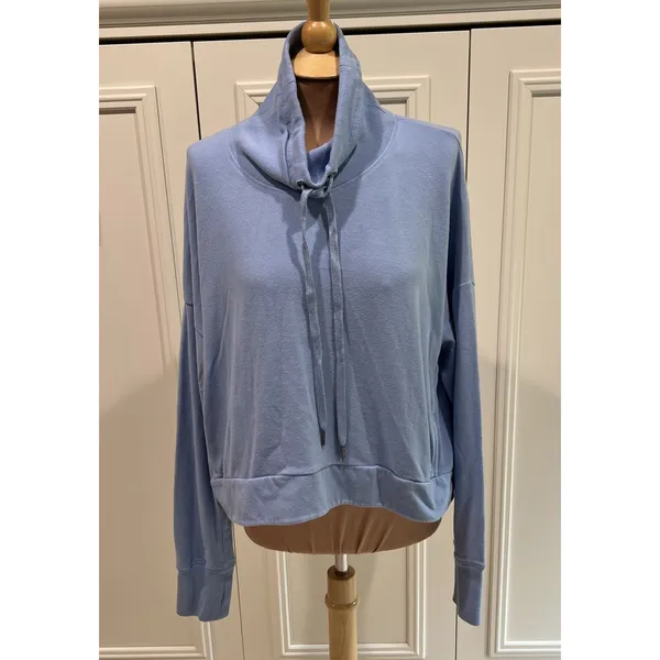 Sweaty Betty Harmonise Luxe Fleece Sweatshirt Coast Blue Sweater Size US‎ 14 - Image 3