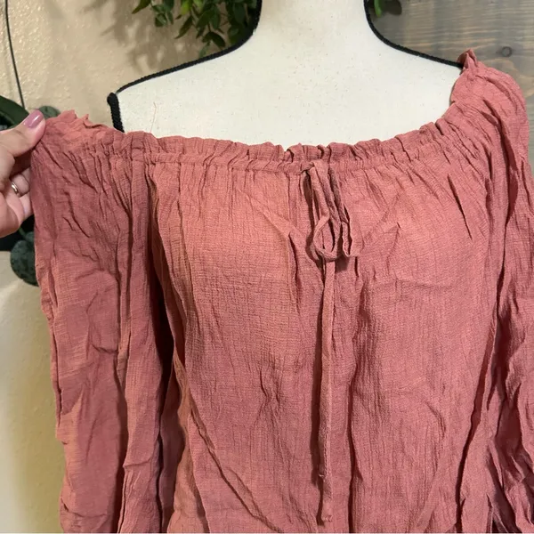 Lulus All In Favor Rusty Rose Peasant Blouse – Size Small - Image 2