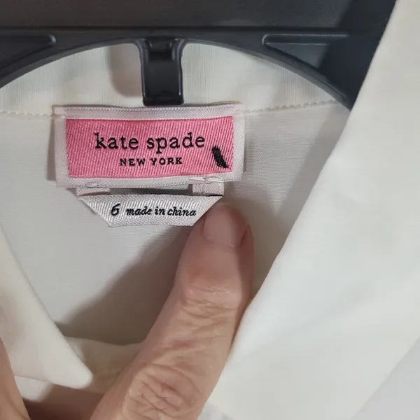 Kate Spade White Floral Embroidered Gathered Puff Sleeve Blouse Shirt Sz 6 NWOT - Image 4