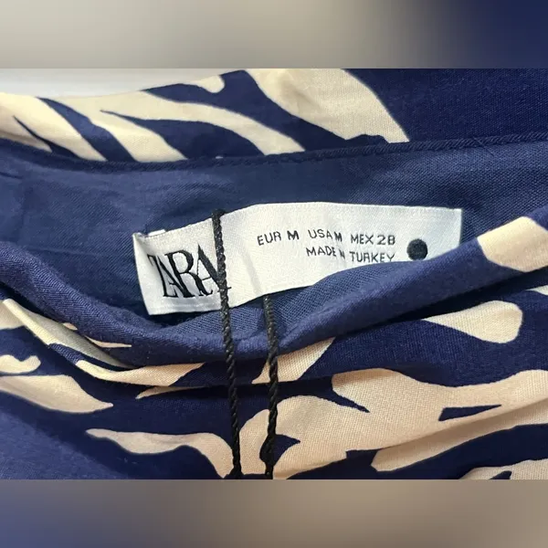 ZARA long skirt in floral print blue/ivory size M Cotton - Image 7