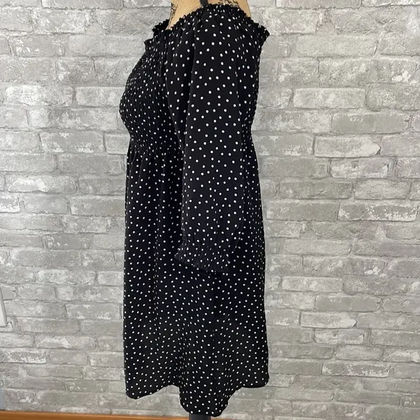 As You Wish Smocked Off Shoulder Polka Dot Dress - Image 3