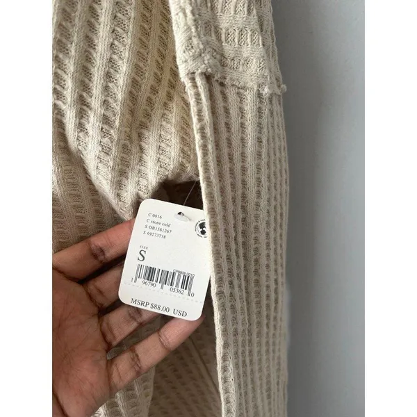 Free People NWT Women Small Cream Knit Sweater Top Lagenlook Boho Fall Cottage - Image 6
