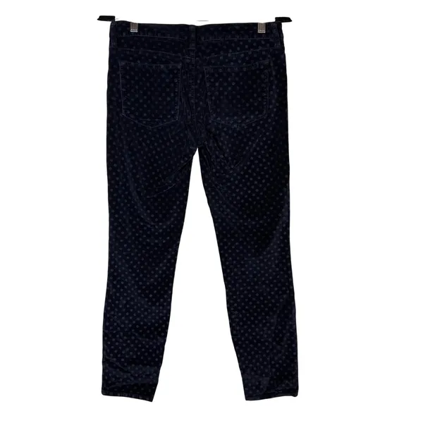 J Crew Toothpick‎ Ankle Pants Navy Velvet Polka Dot Size 27 Holiday Preppy - Image 3
