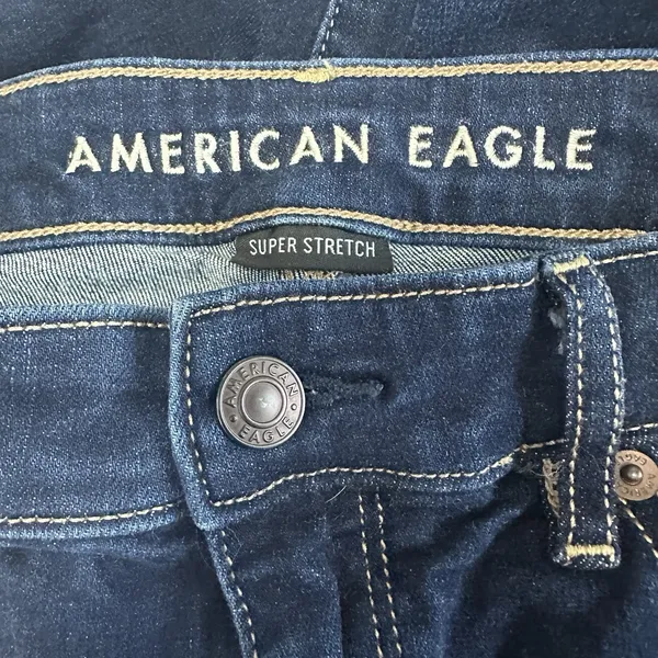 American Eagle Super Hi-Rise Flare Jeans Womens Size 8R Dark Wash Stretch Boot - Image 5
