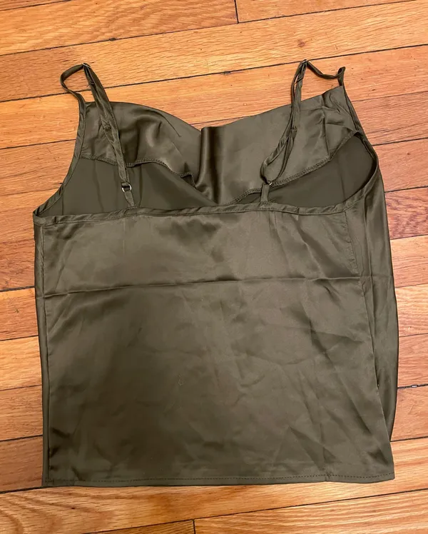 Cowl Neck Satin Cami Green - Image 3