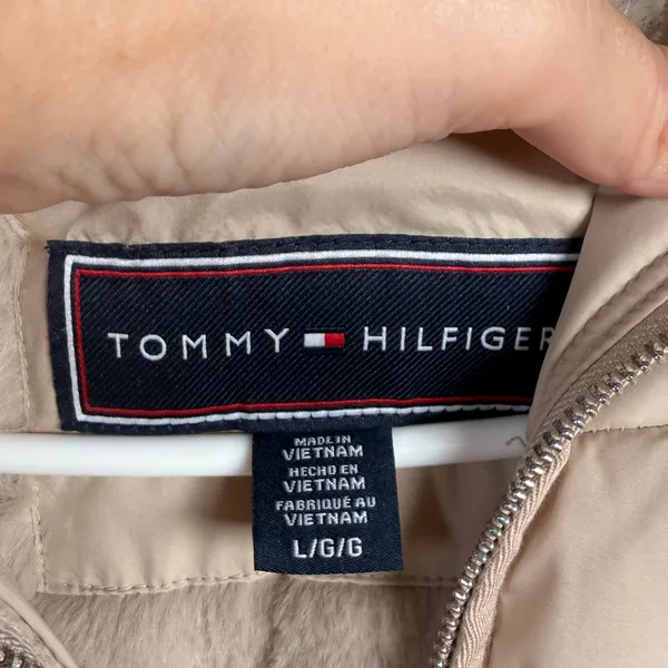 Tommy Hilfiger Jacket Women's Large Mid Weight Quilted Puffer Cream Beige NWT - Image 5