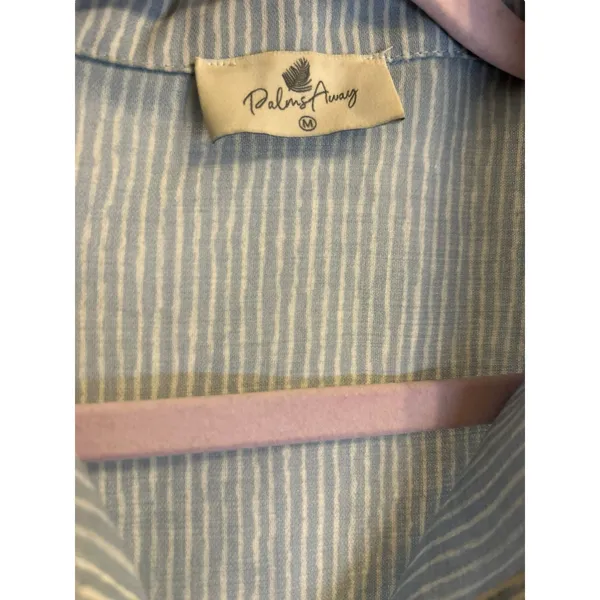 Blue and White Striped Palms Away Shirt Dress - Size M - Image 16