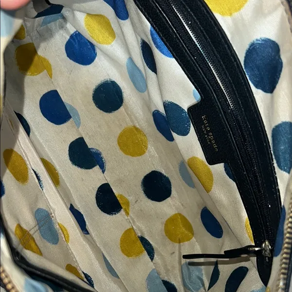 Kate Spade Black Shoulder Bag polka dot interior - Image 4