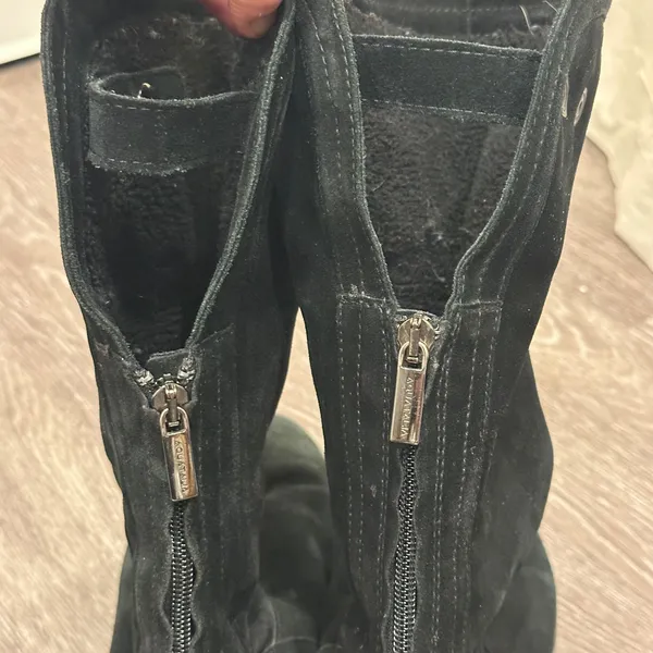 Aquatalia Paloma Black Suede Shearling Lined Snow Boots Italy‎ Apres Ski Sz 11 - Image 11