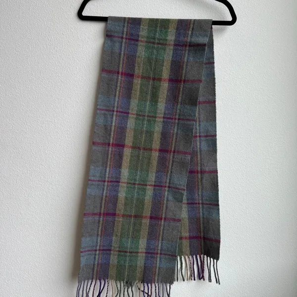 Polo Ralph Lauren 100% Lambswool Green Plaid Scarf Made in Italy Fringe Preppy - Image 5