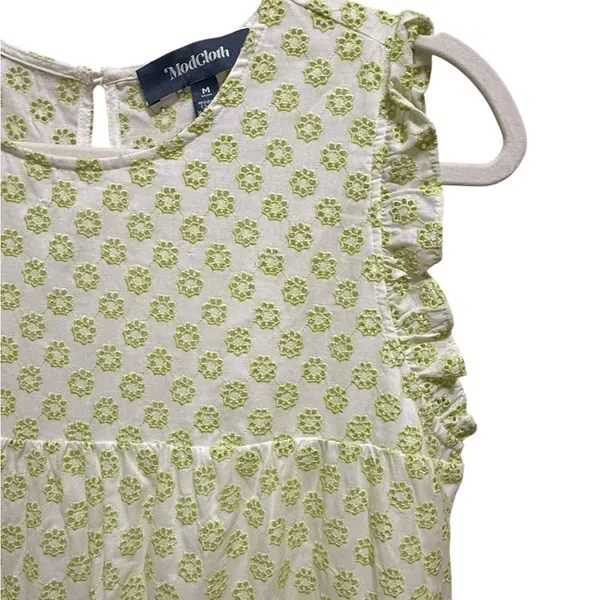 ModCloth Day Tripping Eyelet‎ Flower Fields Trapeze Dress Green White Sz M NEW - Image 9