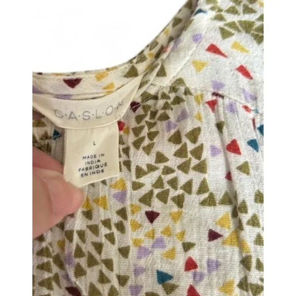 Caslon Whimsical Peplum‎ Top Playful Artsy Boutique Blouse Womens Size Large - Image 2
