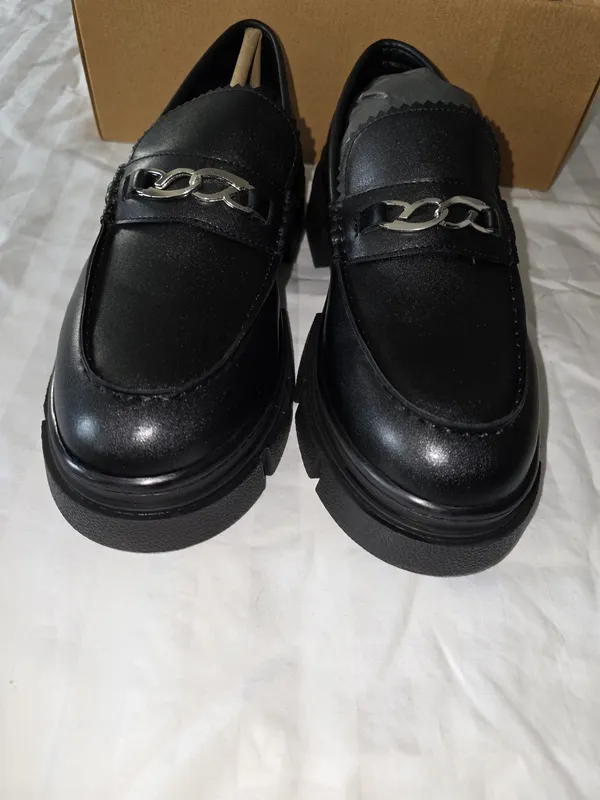 Men’s Black Leather Chain Loafer Size 9.5 - Image 3