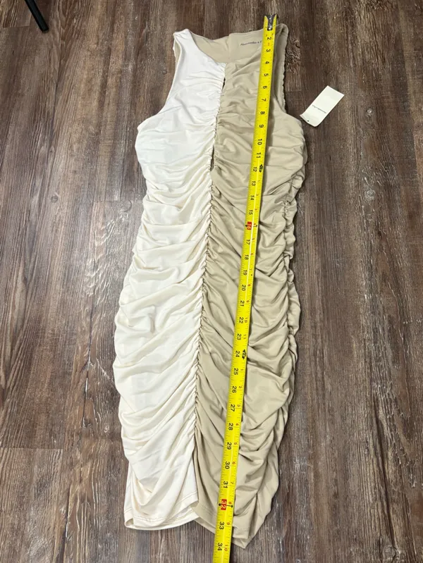 NWT Abercrombie & Fitch Bodycon Cinched Asymmetrical Ruched Midi Dress Small - Image 7