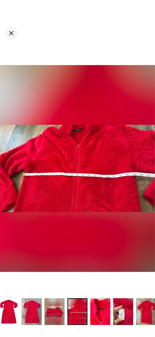 Just Love Plush Soft Red Zip-Up Lounger/Bath Robe, Women’s Size Medium - Image 4