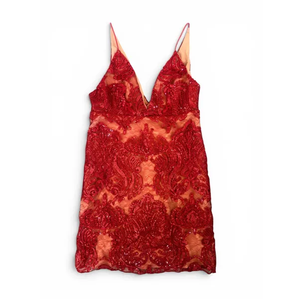 Free People Night Shimmers‎ Sequin Mini Dress Red Sz 2 NWT - Image 6