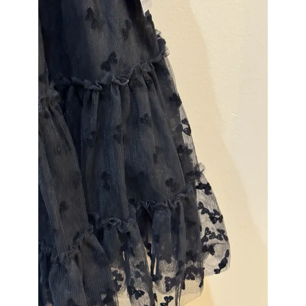 En Saison Casey Flutter Mini Dress Black Size Medium Embroidered Bows - Image 6