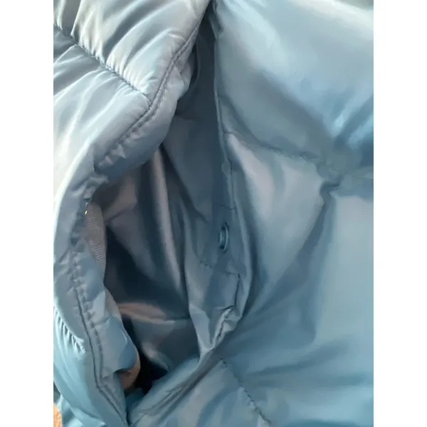 LL Bean Womens Blue Asymmetrical Zip Down Puffer Vest Funnel Neck Size M - Image 4