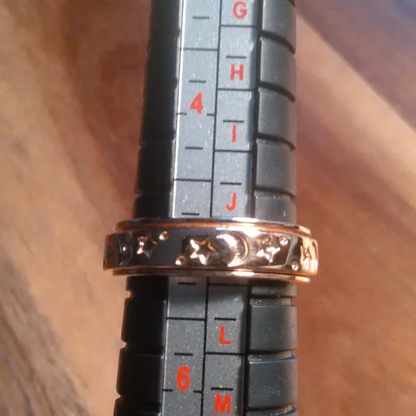 Moon And Star Vermeil Rose Gold over Sterling Silver Spinner Ring (Size 5) - Image 3