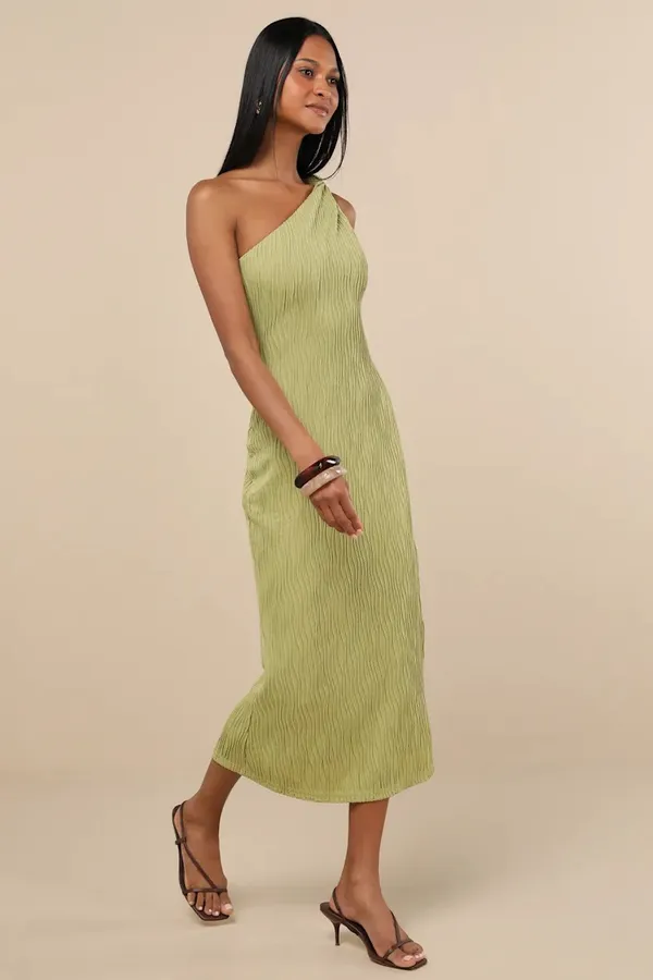 Lulus Dress Midi One-Shoulder - Image 3
