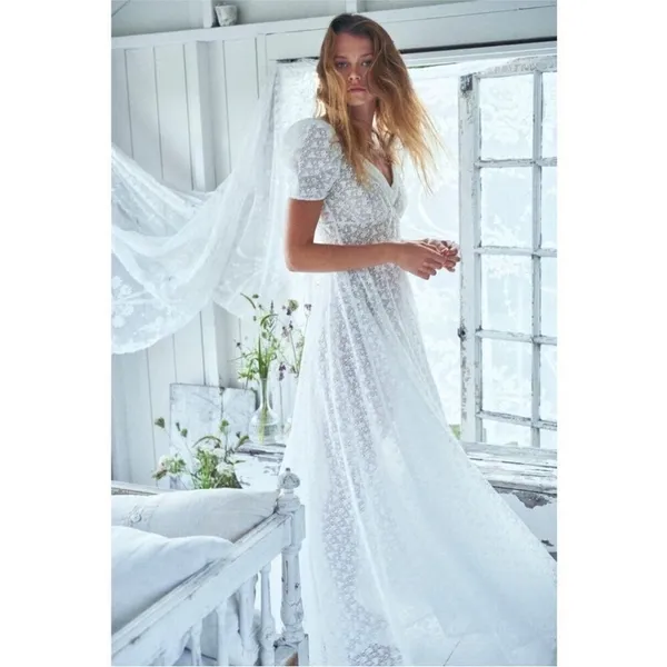 LoveShackFancy‎ Castella Gown Lace Embroidered Maxi Dress White Size 00 NWT - Image 7