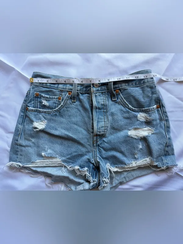Levi's 501 Original Fit High Rise Denim Shorts Size 27 - Image 9