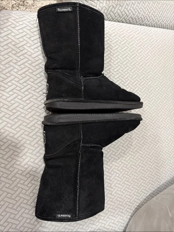 Bearpaw Black Suede Sheepskin/Wool Lined Winter Ladies 8 Boots - Image 9