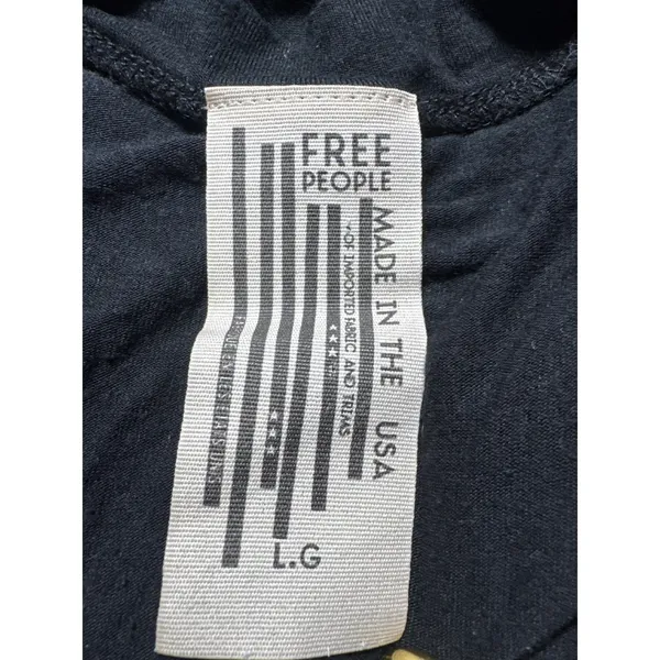 Free People Black Deep V Neck Short Sleeve Thong‎ Bodysuit L Made in USA - Image 6