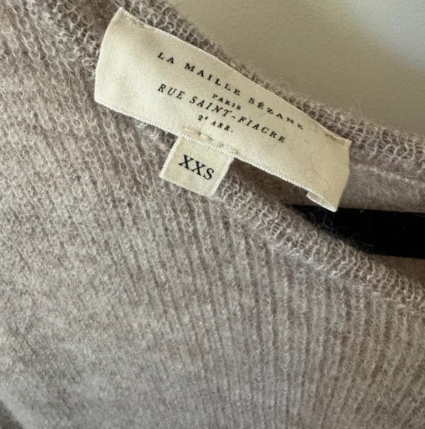 Sézane Light Beige Gaspard Cardigan Thin Knit Button Up Cardigan Top xxs - Image 3