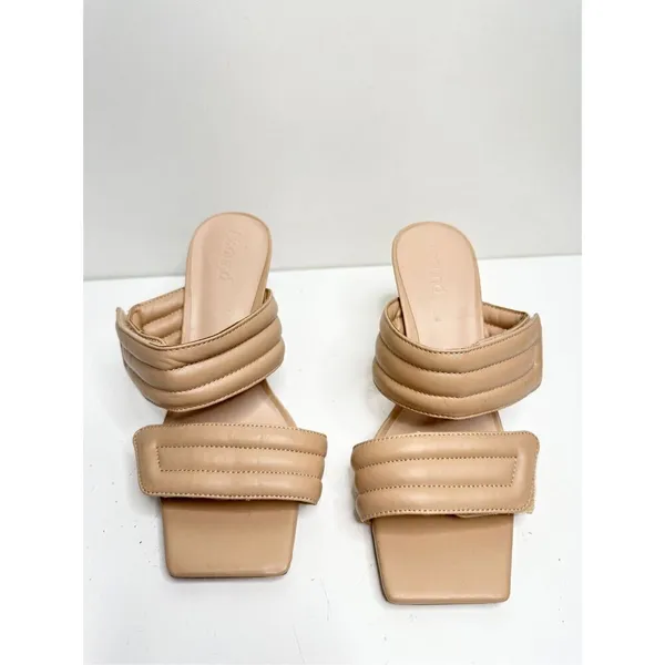 Abound Sandals Size 4 Qarly Heeled Tan Square Toe Slip‎ On Heels - Image 5