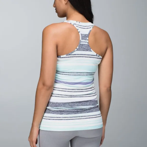Lululemon Cool Racerback Groovy Stripe Static Wave Cadet Blue Size 8 - Image 2