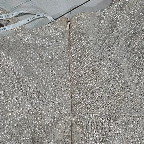 Dessy Collection Soho Metallic Flared Gown Rose Gold Size 10 R Style 3064‎ - Image 10