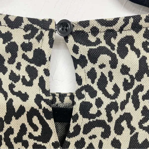 Zara Brown Animal Print Short Sleeve Knee Length Sheath Dress Womens M Leopard - Image 12