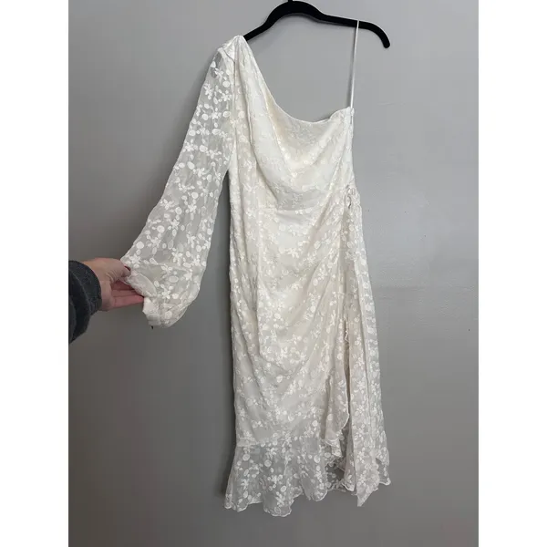 Keepsake The Label White Lace One Shoulder Ruffle Dress XS Retrospect Wedding‎ - Image 7