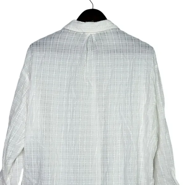 Zara Relaxed Lightweight Fit Cotton Button Down Collar Shirt Long Sleeve M White - Image 7