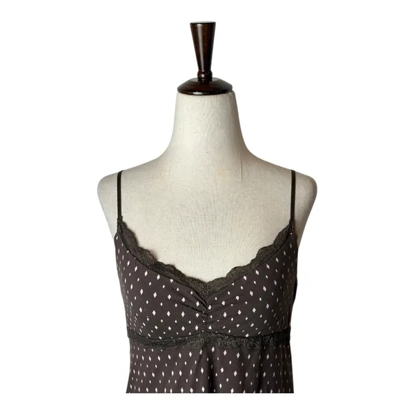 Alfani‎ Nightgown Women Small Brown Pink Diamond Print Lace Trim Slip Intimates - Image 3