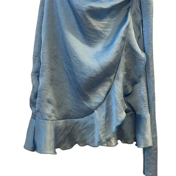 Lucy in the‎ Sky XS Blue Asymmetric Faux Wrap Short Dress Sleeveless - Image 3