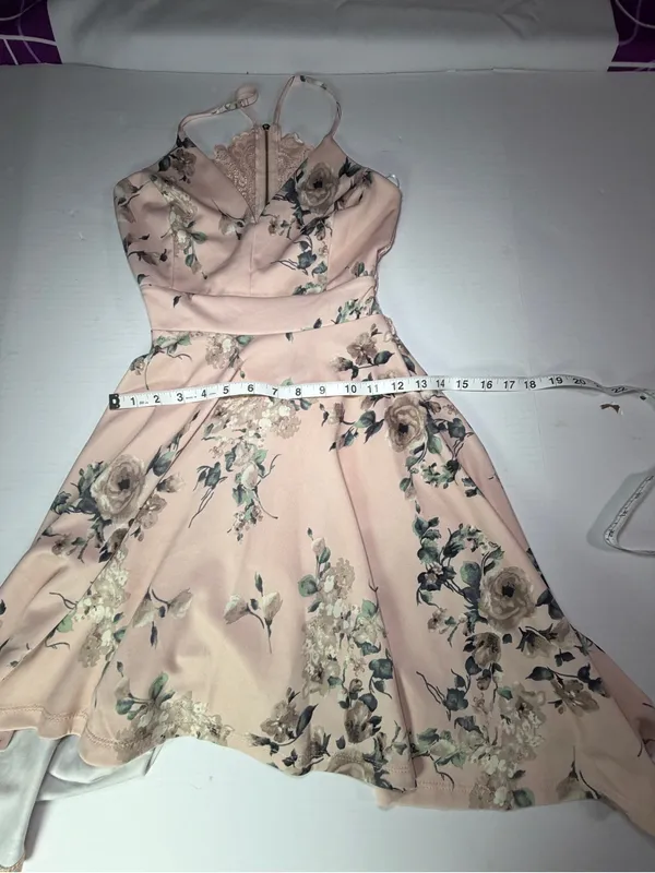 Windsor Blush Floral High-Low Spaghetti Strap Dress - Image 7