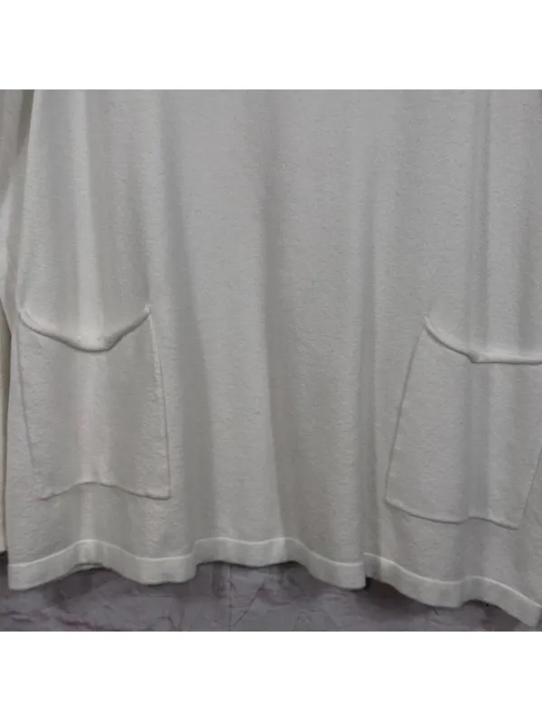 Zenana Women's L/XL White Sweater with Front Pockets - Image 2
