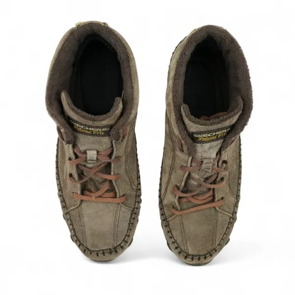 Skechers Shoes Womens 10‎ Relaxed Fit Brown Leather Faux Fur Bikers Totem Pole - Image 10