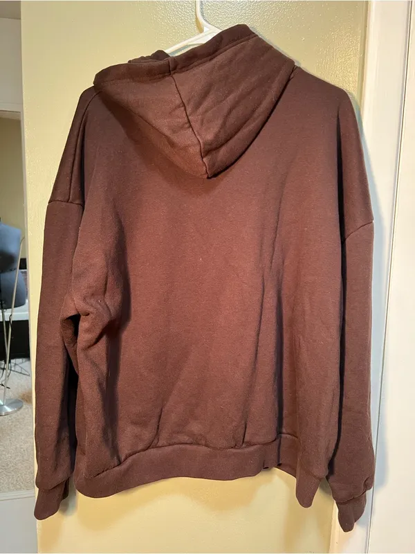 Pacsun Women's Sz Large Pacific Sunwear LA Texture Hoodie Chocolate Brown Cotton - Image 8