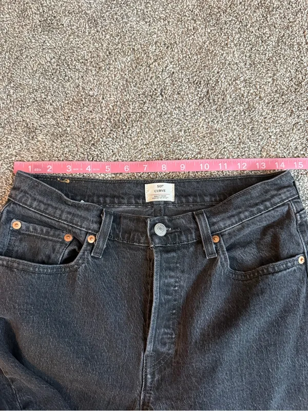Levi’s 501 Curve Black Straight Leg Button Fly Jeans W29 L32 Faded Wash - Image 8