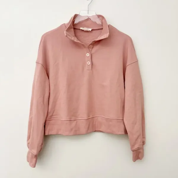 NWT VICI Williams‎ Cotton Henley Sweatshirt Blush Pink - Image 4