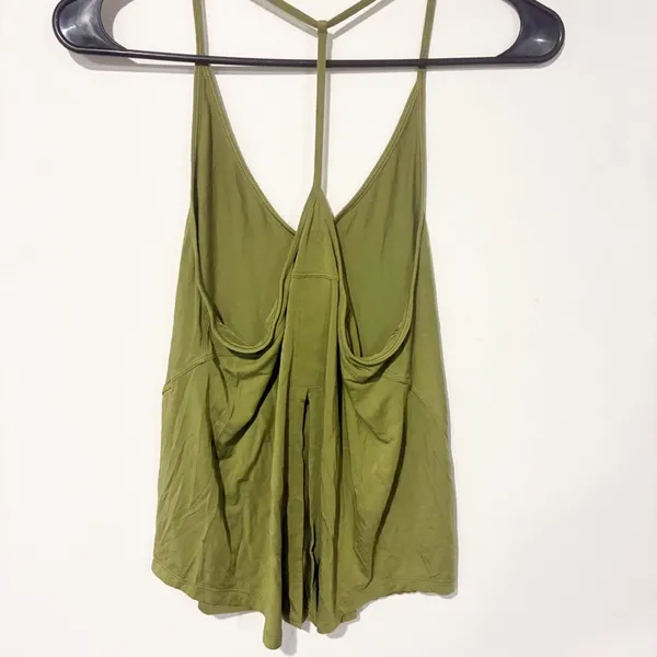 LULULEMON Size 4 Bronze Green Silk Modal Tied T- Back Relaxed Yoga‎ Tank - Image 5